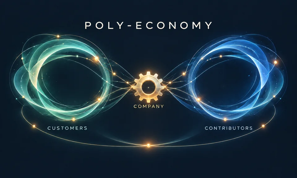 The Poly-Economy and the Two-Flywheel Organization